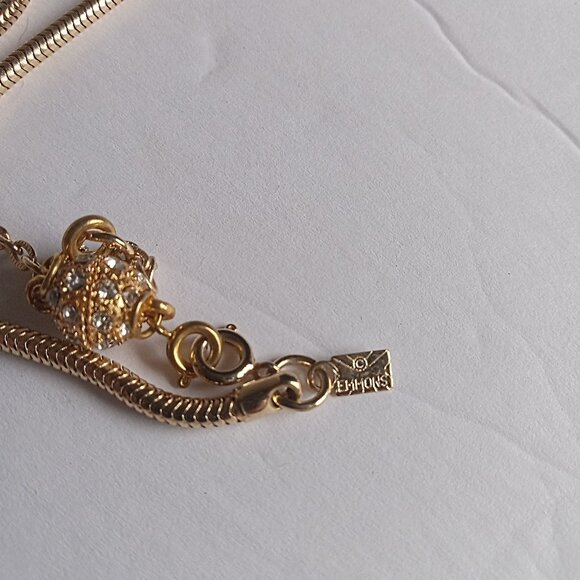 Signed Emmons "Modern" Necklace Pendant on Gold Tone Snake Necklace - Picture 3 of 6